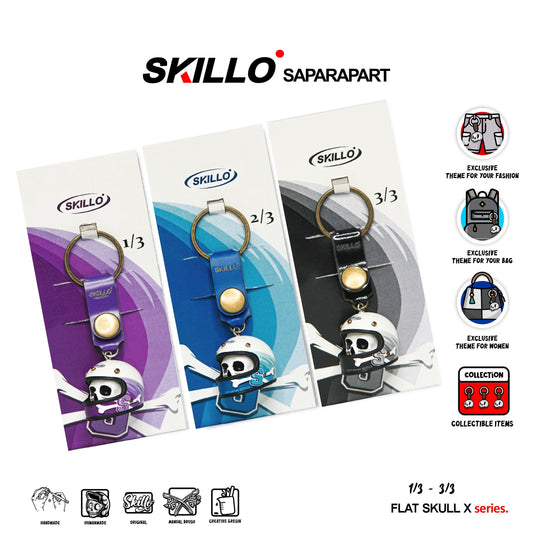 Mini Motorcycle Helmet Keychain Flat Skull X – Skull Design Resin Collectible