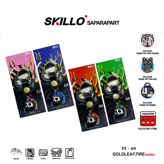 Mini Motorcycle Helmet Keychain Gold Flames – Skull Design Resin Collectible