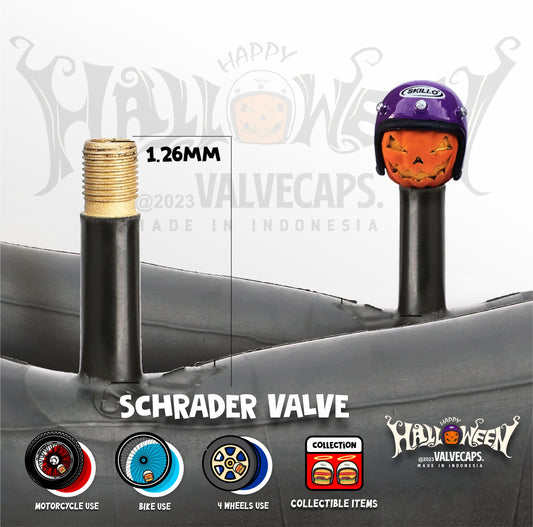 Halloween Pumpkin Helmet Valve Caps – Handmade Resin Car & Motorcycle Wheel Accessories