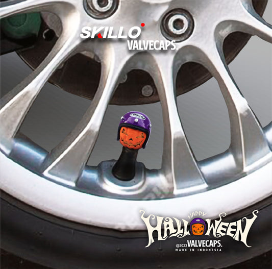Halloween Pumpkin Helmet Valve Caps – Handmade Resin Car & Motorcycle Wheel Accessories