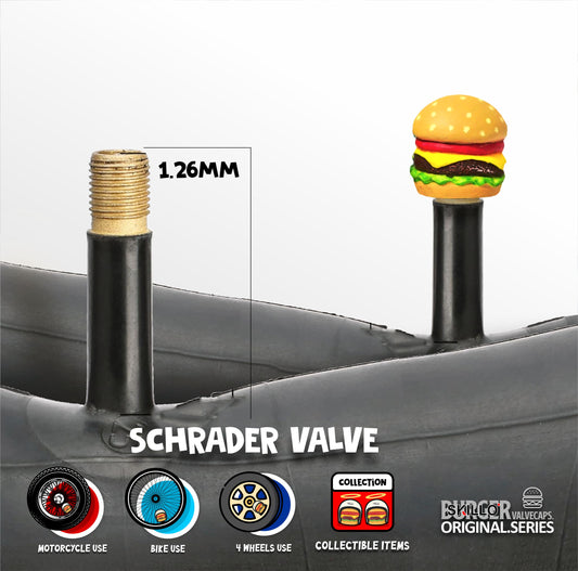 Burger Motorcycle Tire Valve Caps - Handmade Resin Car & Motorcycle Wheel Accessories