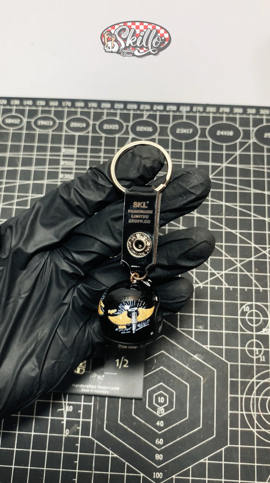 Mini Motorcycle Helmet Keychain Flat Spark Plugs – Skull Design Resin Collectible