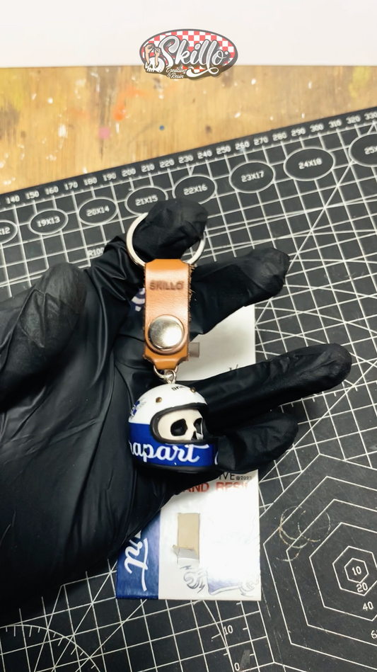 Mini Motorcycle Helmet Keychain Flat Pliers – Skull Design Resin Collectible